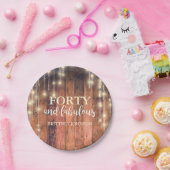 Veertig & Fabulous Rustieke Houten Strijd Lichte V Papieren Bordje (Feest)