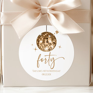 Veertig Gouden Disco Bal 40ste Verjaardagsfeestje Ronde Sticker