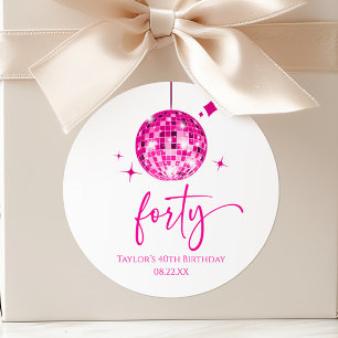 Veertig Roze Disco Bal 40ste Verjaardagsfeestje Ronde Sticker