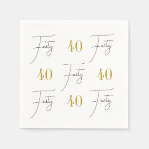 Veertig Script Goud Zwart Wit 40e Verjaardagsfeest Servet