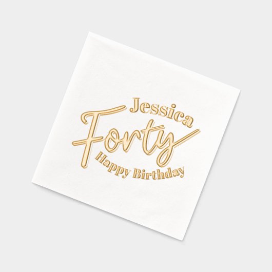 Veertig script gouden witte aangepaste naam 40e ve folie servetten (Links)