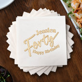 Veertig script gouden witte aangepaste naam 40e ve folie servetten