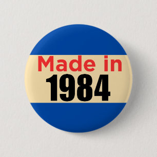 Veertig verjaardagspeld gemaakt in 1984 retro ronde button 5,7 cm