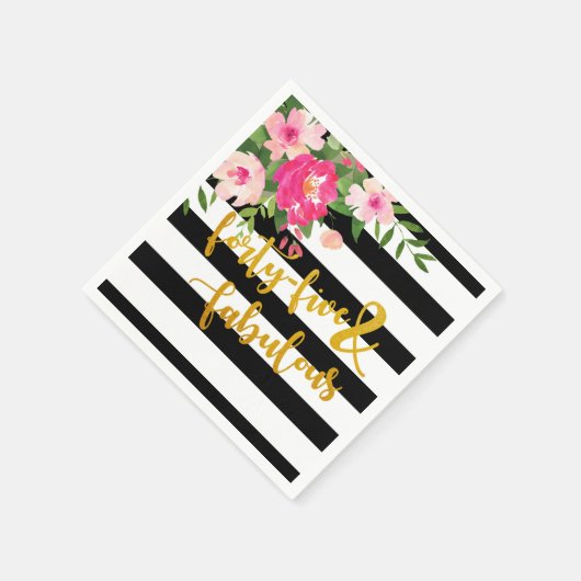 Veertig Vijf & Fabulous servet - Zwart/Witte Strep (Hoek)