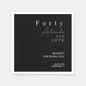 Veertig zwart-wit 40e verjaardagsfeest servet (Voorkant)