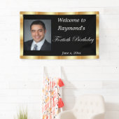 Veertigste verjaardag, goudfolie, zwart spandoek (Insitu)