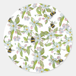 Veertuinbloei en hommels ronde sticker