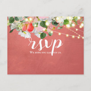 Veertulpen en Rozen  Blush RSVP Briefkaart