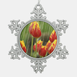 Veertulpen Tin Sneeuwvlok Ornament