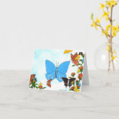 Veervlindercollage gevouwen kaart (Gele Bloem)