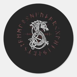 Veerwolf van de Odin Celtic Norse rijdt in een sto Ronde Sticker