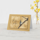 Veery sur une branche - Carte Pensée pour toi (Fleur jaune)
