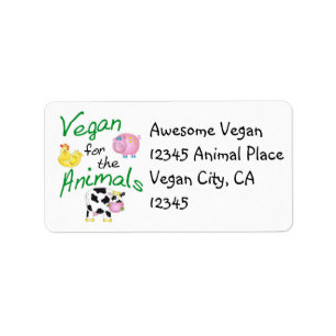 Vegan-adreslabel met dieren etiket