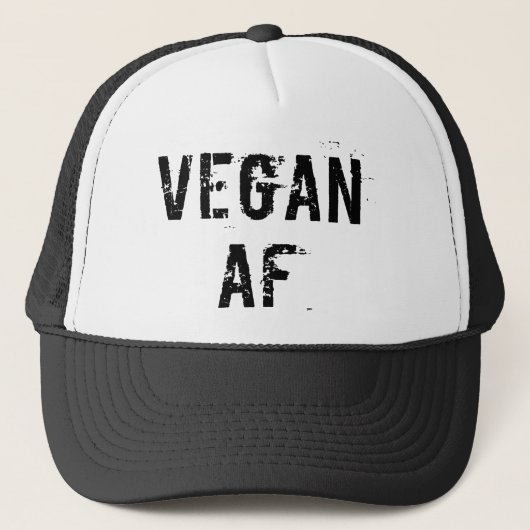 Vegan AF Funny Black Drukte Gym Trucker Pet (Voorkant)