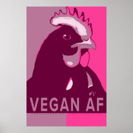 Vegan AF Pink Camo Pop Art Chicken Poster