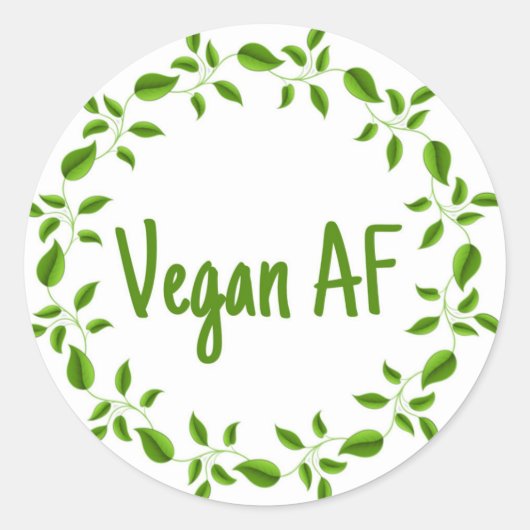Vegan AF, Vegan Sticker, Vaganisme Vegetarisch Ronde Sticker (Voorkant)