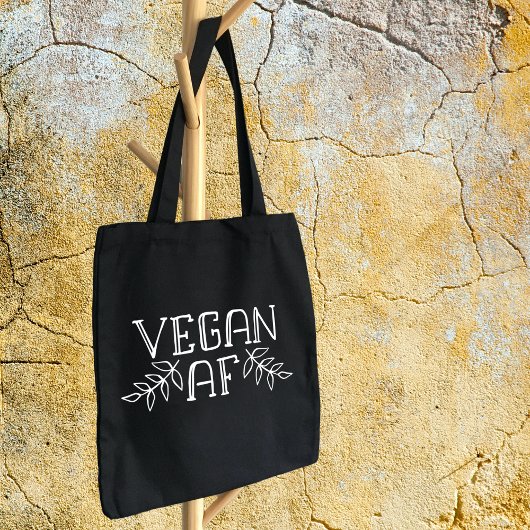 Vegan AF, zwart-wit minimalistisch Draagtas