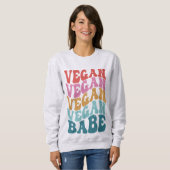 Vegan Babe Pastel Groovy groenten liefhebber Trui (Voorkant volledig)