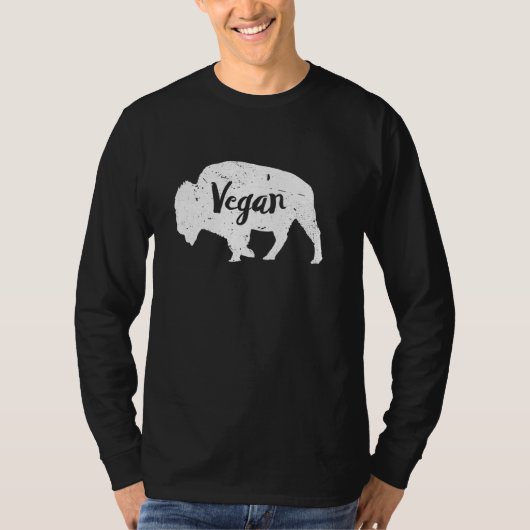 Vegan Bison Afbeelding Herbivore Dierenvriend Silh T-shirt (Voorkant)
