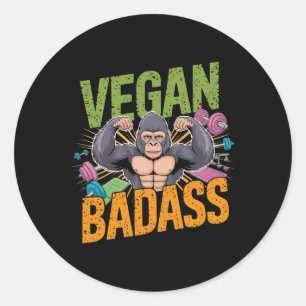 Vegan Bodybuilder Gewichtheffer Gorilla Ronde Sticker