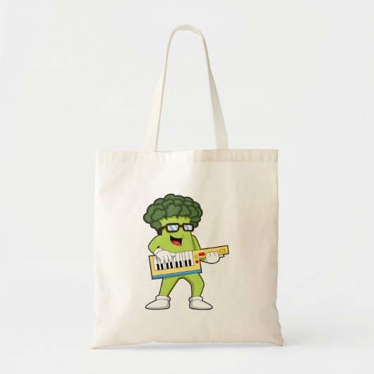 Vegan Broccoli op Muziek met Guitar Tote Bag (Voorkant)