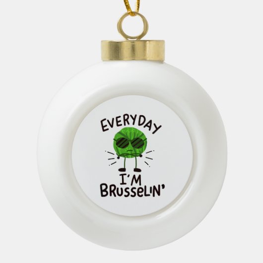 Vegan Brussels Sprouts Keramische Bal Ornament (Voorkant)