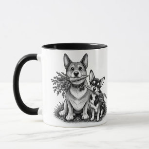 Vegan Corgi & Chihuahua met Wortels Mok