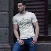 Vegan creatieve typografie met groene bladeren t-shirt