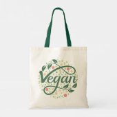Vegan creatieve typografie met groene bladeren tote bag (Achterkant)