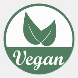Vegan Design 1 Groen op Wit Ronde Sticker