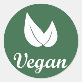 Vegan Design 1 Wit op Groen Ronde Sticker