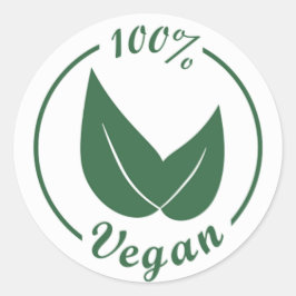 Vegan Design 4 - Groen op witte achtergrond Ronde Sticker