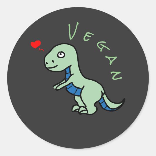 Vegan Dinosaur Kind Dino Ronde Sticker (Voorkant)