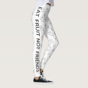 Vegan Eet fruit niet vrienden witte cartoon dieren Leggings