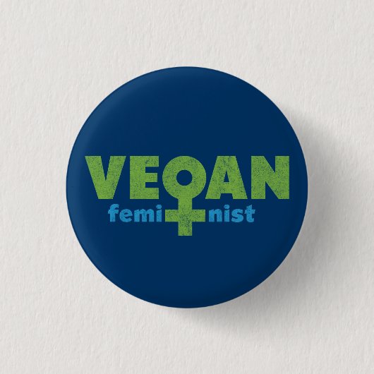 Vegan Feminist Ronde Button 3,2 Cm (Voorkant)