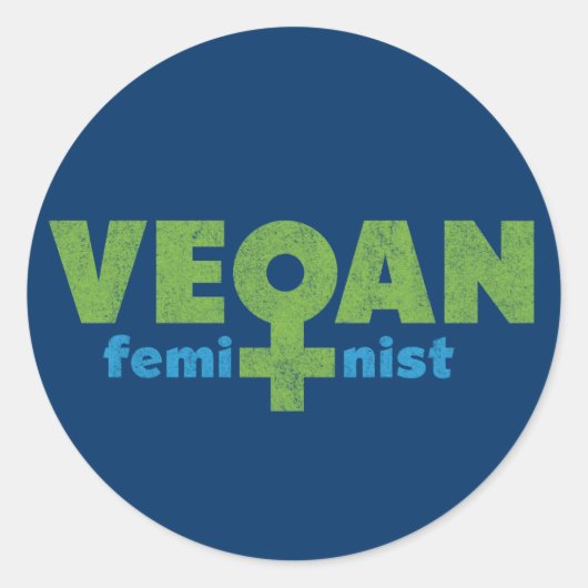 Vegan Feminist Ronde Sticker (Voorkant)