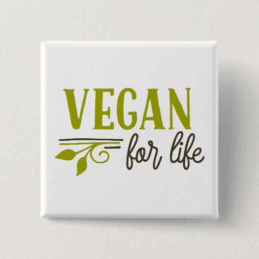 Vegan for Life Vierkante Button 5,1 Cm (Voorkant)