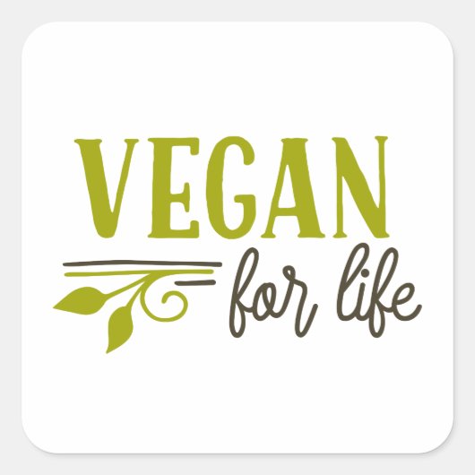 Vegan for Life Vierkante Sticker (Voorkant)