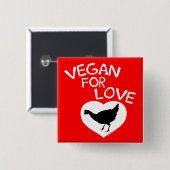 Vegan for Love Vierkante Button 5,1 Cm (Voorkant /achterkant)