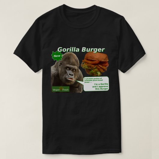 Vegan Fresh Gorilla Burger T-Shirt (Design voorkant)