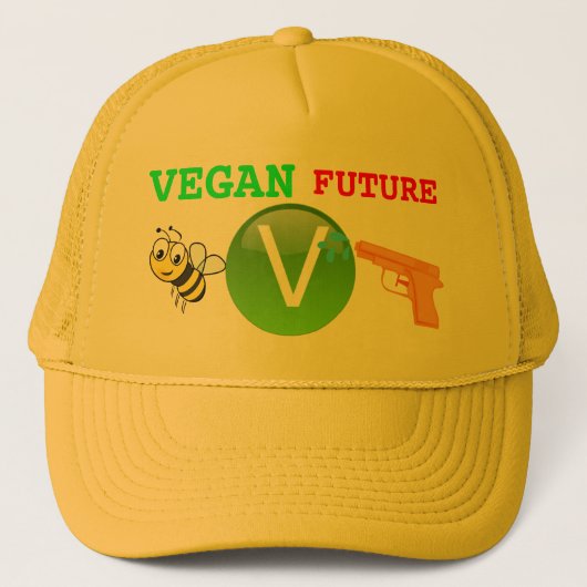 Vegan Future (Bee V Pistool) Trucker Pet (Voorkant)