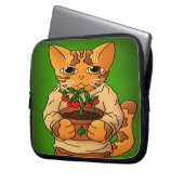 Vegan Gardener Cat Laptop Sleeve (Voorkant Links)