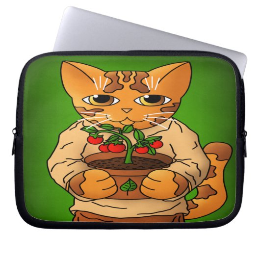 Vegan Gardener Cat Laptop Sleeve (Voorkant)