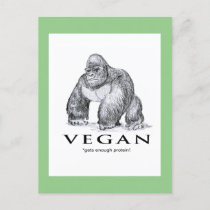 Vegan gorilla krijgt genoeg eiwitgrappig briefkaart