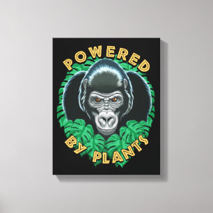 Vegan Gorilla met Planten Quote Canvas Afdruk
