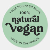 Vegan Green Moderne Rétro Alimentation Étiquette (Devant)