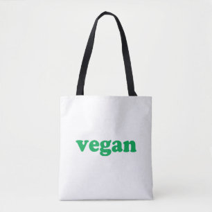 " vegan " - groene letters , witte canvas tas
