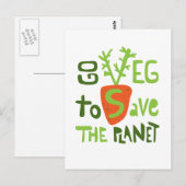 Vegan Hand schreef slogan met Briefkaart van worte (Voorkant / Achterkant)