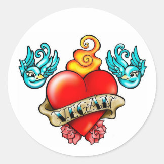 Vegan hart Sticks! Ronde Sticker