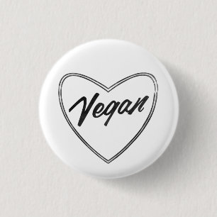 VEGAN Heart Pin Badge Ronde Button 3,2 Cm